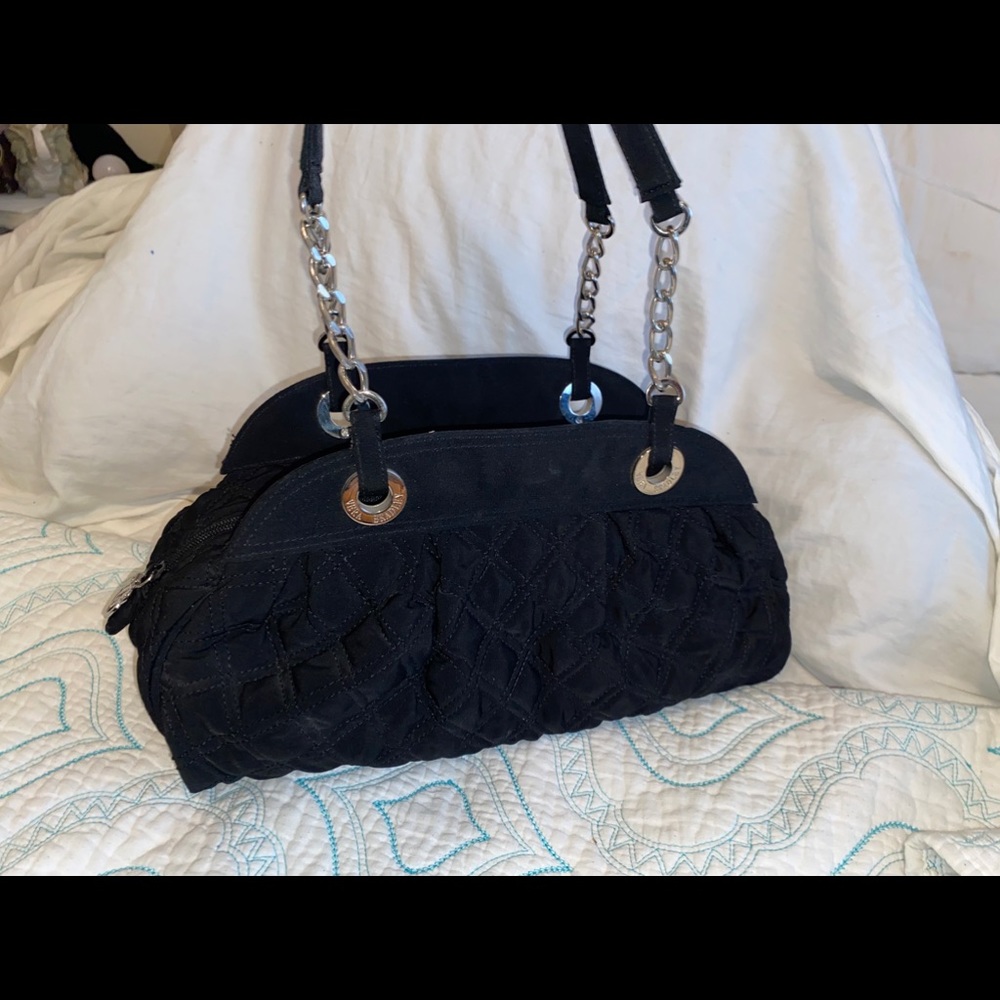 VERA BRADLEY Quilted Black Satchel Handbag Bag